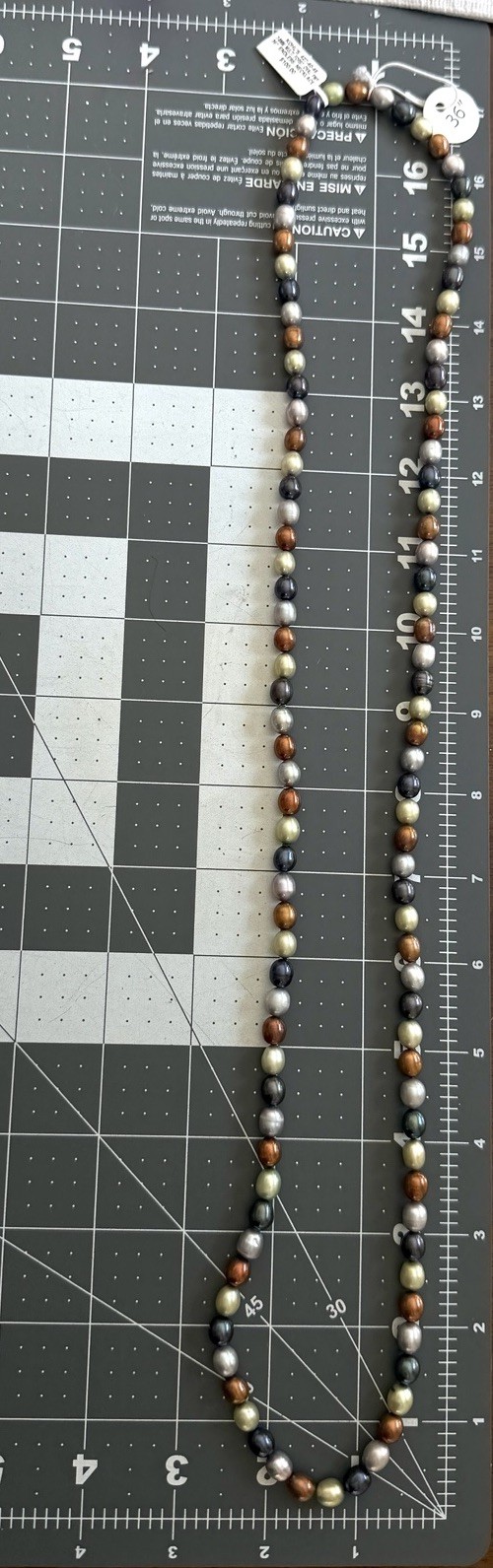 Kohls Freshwater Pearl Endless Necklace 36 In 7-8mm Multi Forest Earth Tone NWT