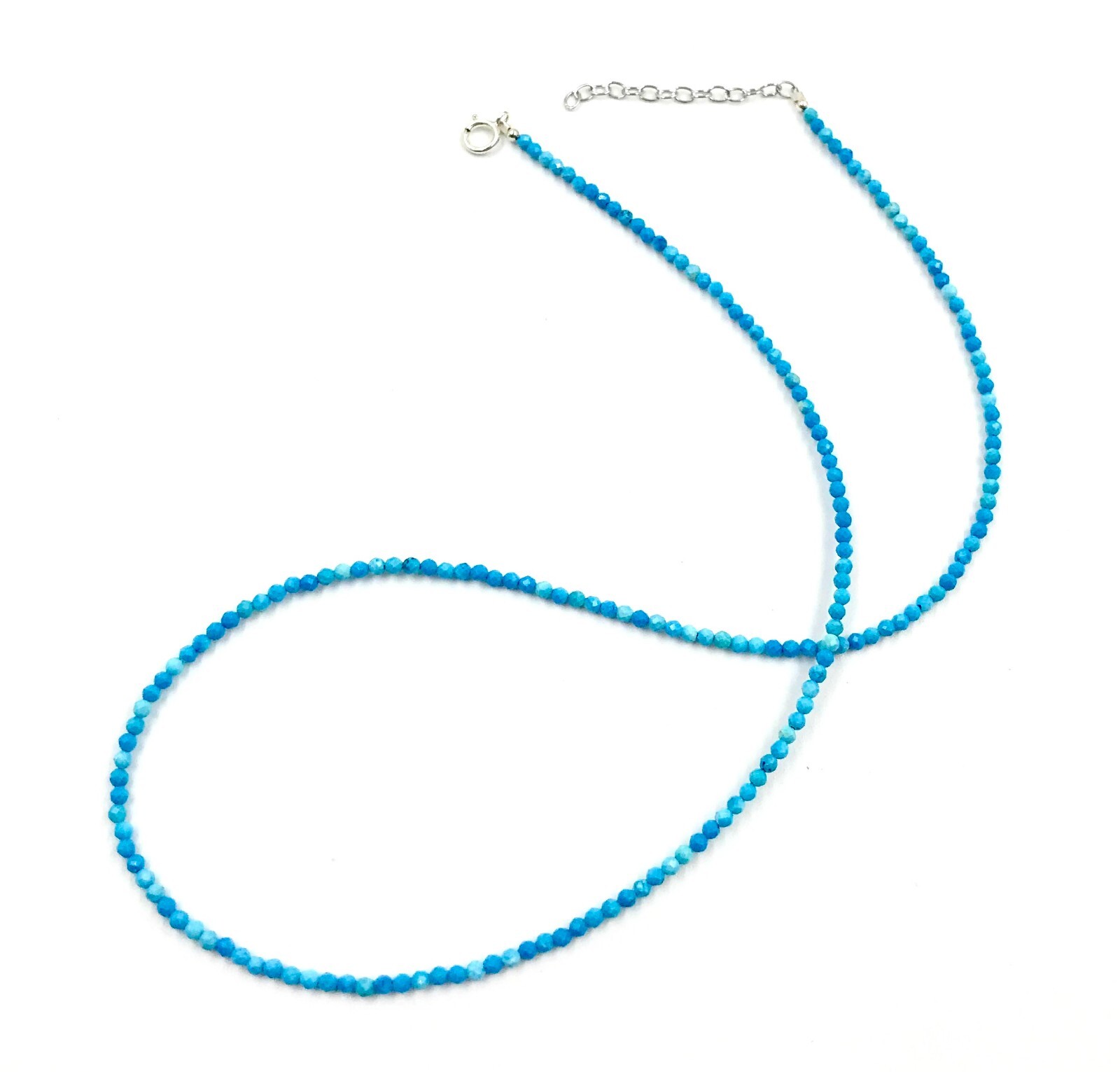 16″ Genuine Blue Turquoise 925 Silver Necklace Jewelry Women Handmade USA SELLER