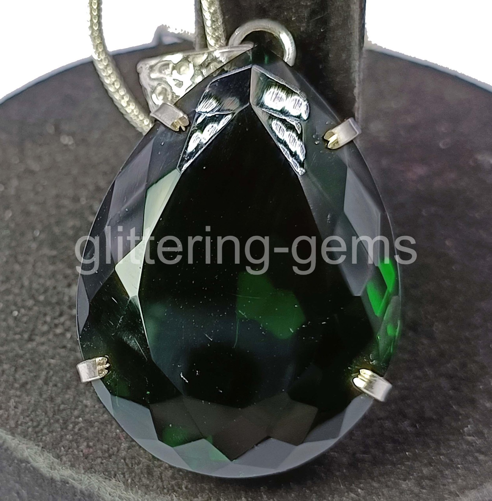 IGL Certified 90 Ct Natural Emerald Pear Cut Pendant in 925 Sterling Silver 5DNB