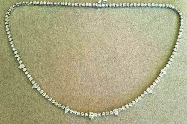 Tennis Choker Necklace 10CT Round Cut Lab Created Diamond 14k Wh Gold Plated 18″