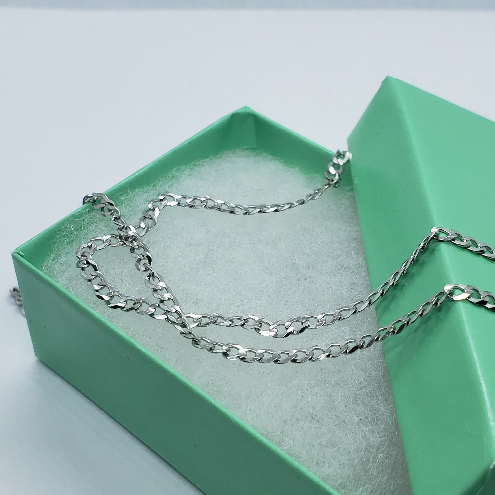 10K White Gold Solid Cuban Link Chain Curb Necklace Bracelet 4mm Size 7″~30″
