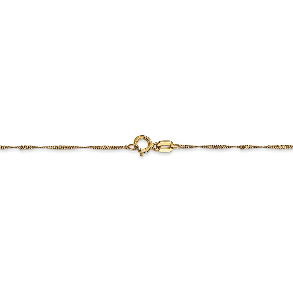 Real 14kt Yellow Gold 1mm Singapore Chain; 18 inch
