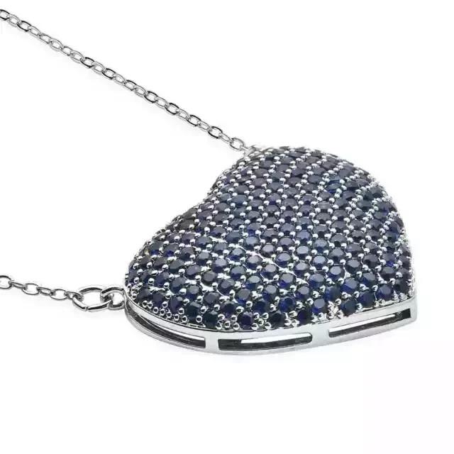 2Ctw Round Cut Lab-Created Sapphire Women’s Pendant 14K White Gold Plated Silver