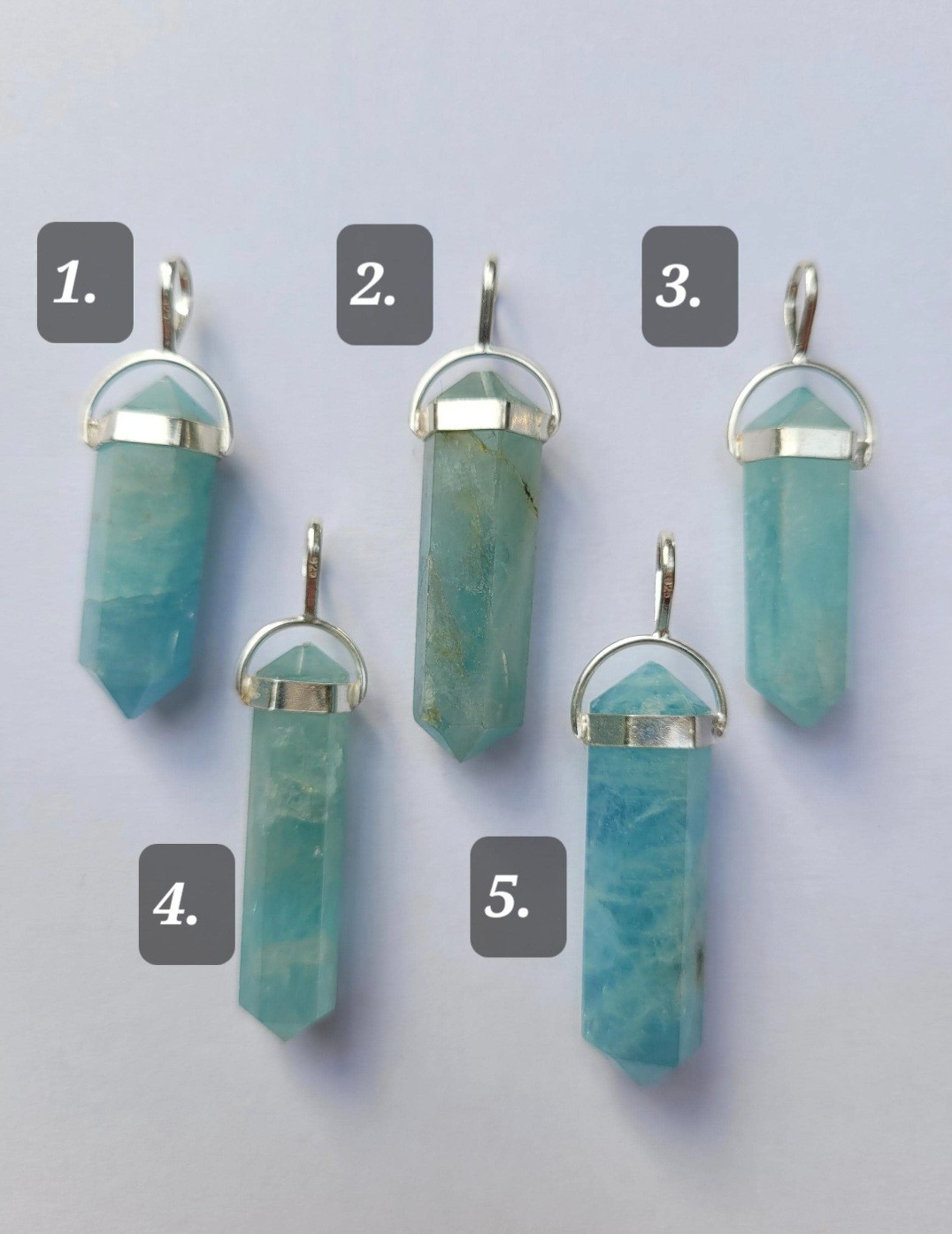 Blue Aquamarine Point Pendant Sterling Silver Crystal Gem Brazil Father’s Gift