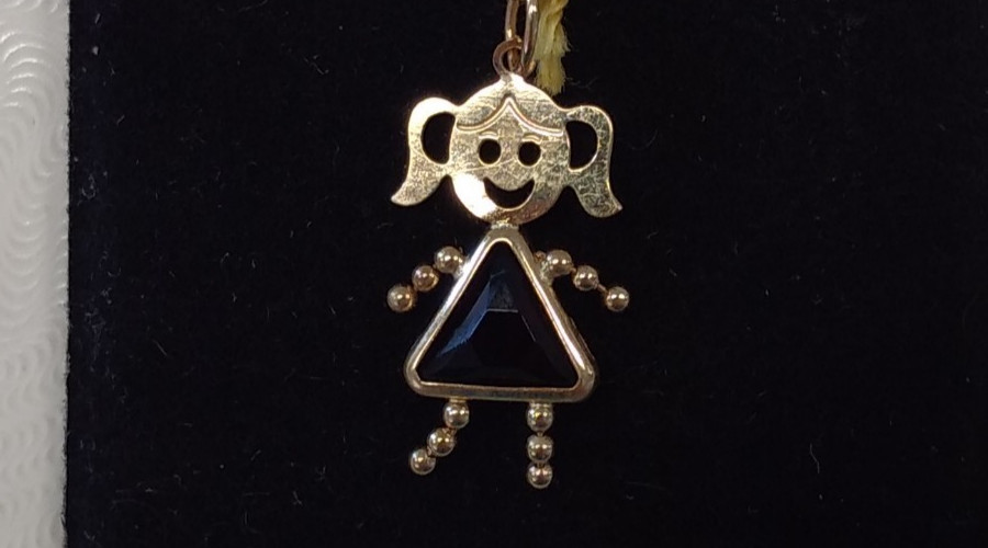 14K Yellow Gold Birthstone Kids Charm Pendants .5g