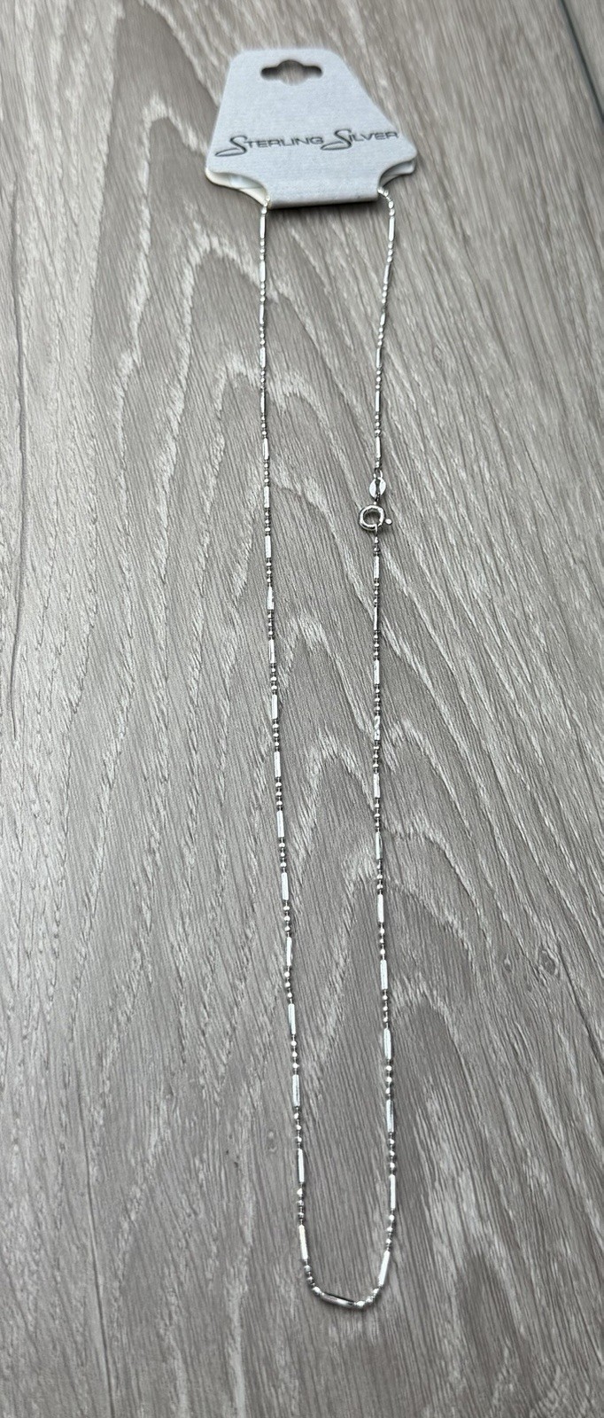 925 Sterling Silver Bar and Ball Bead Chain Necklace Fine Delicate Link New
