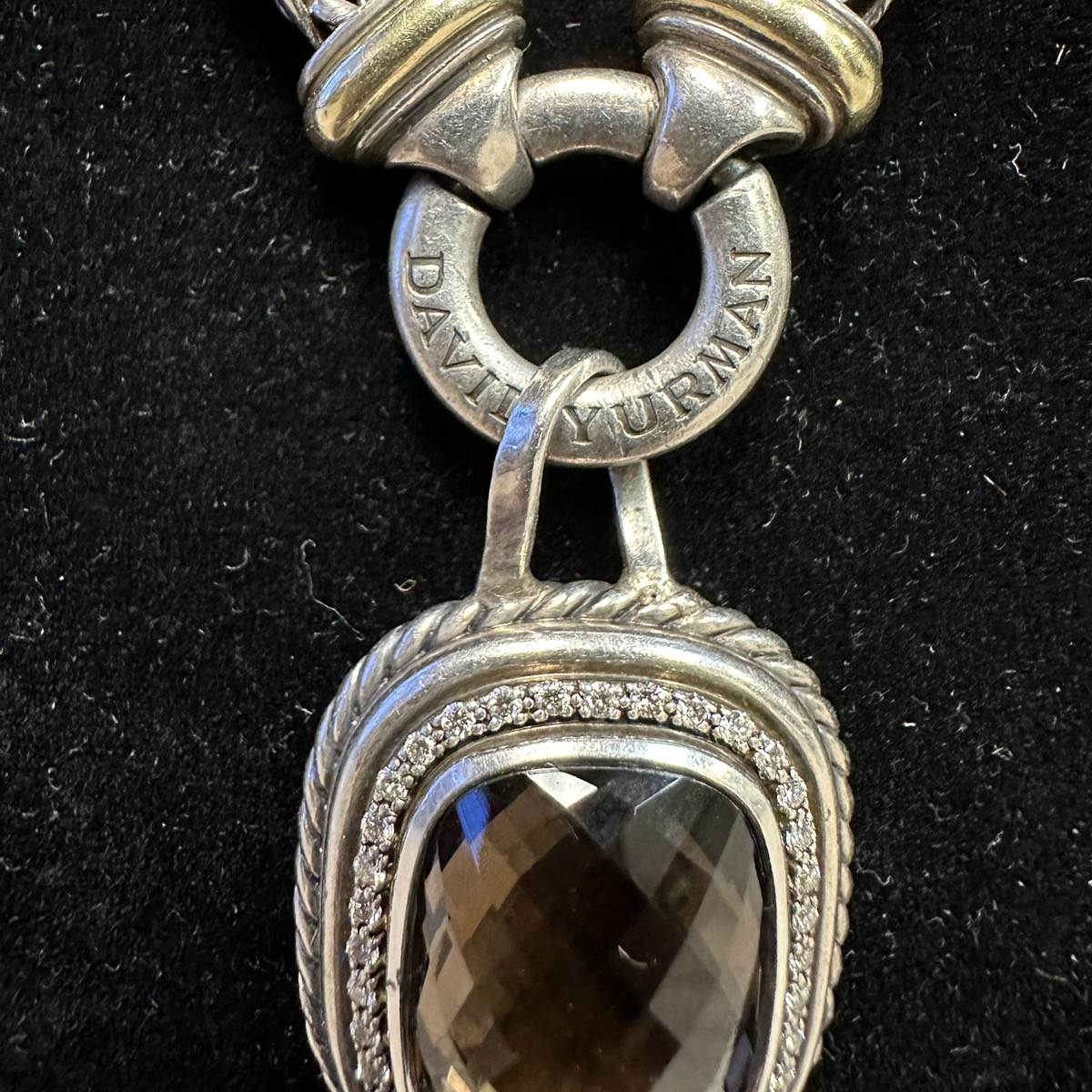 David Yurman Sterling & 18k Smoky Quartz & Diamond Albion Necklace (PAP007268)