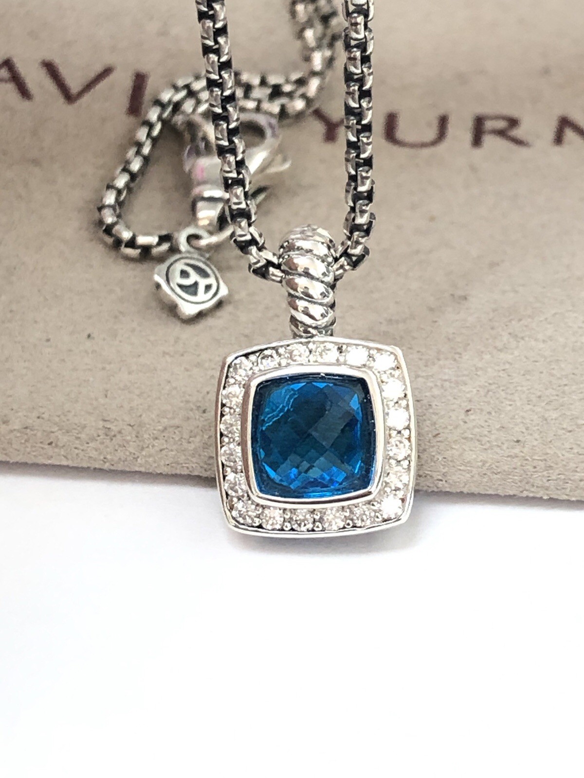 DAVID YURMAN Albion Sterling Silver With Blue Topaz & Diamond 7mm Necklace