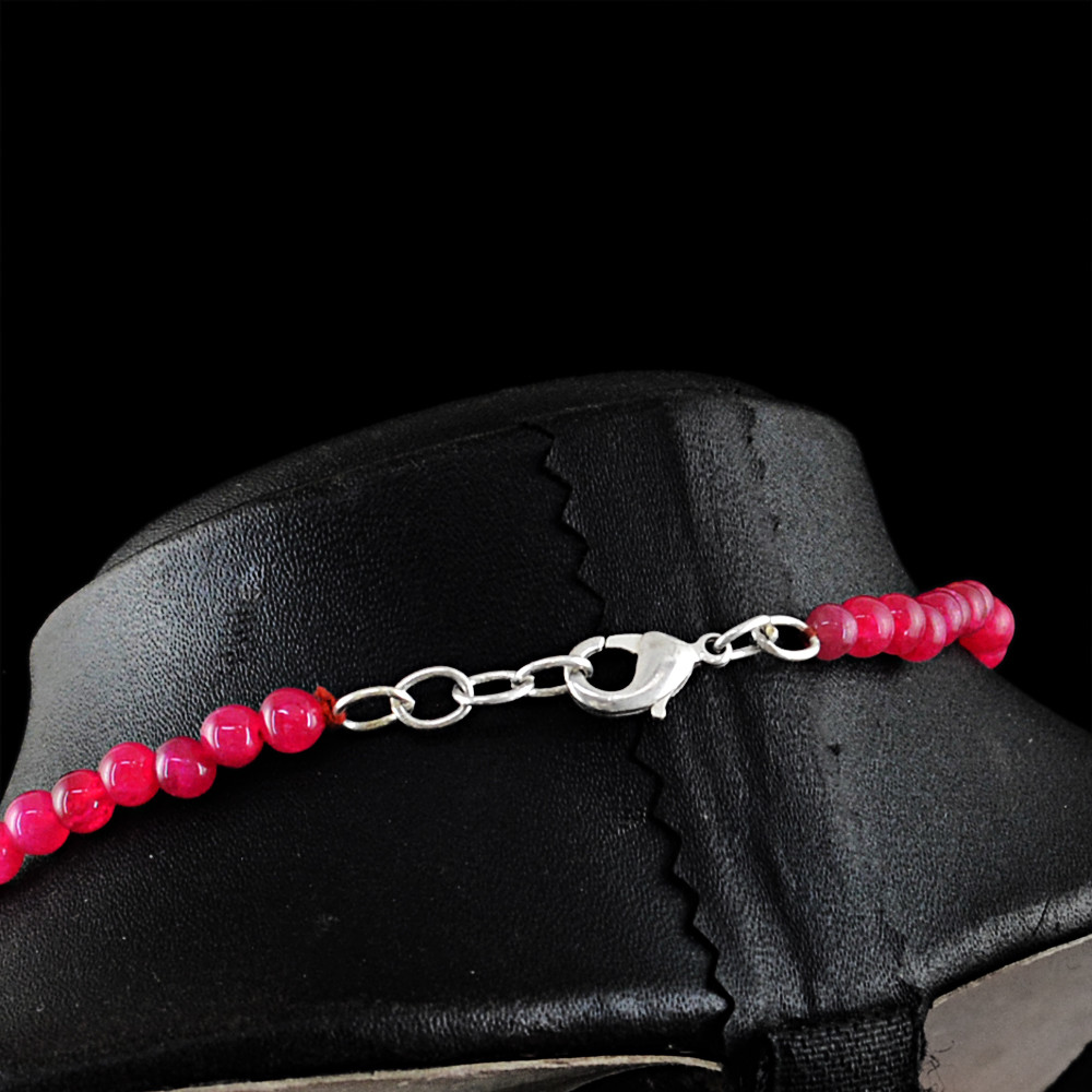 120.50 Cts Earth Mined ENHANCED Ruby Round Beads Handmade Necklace