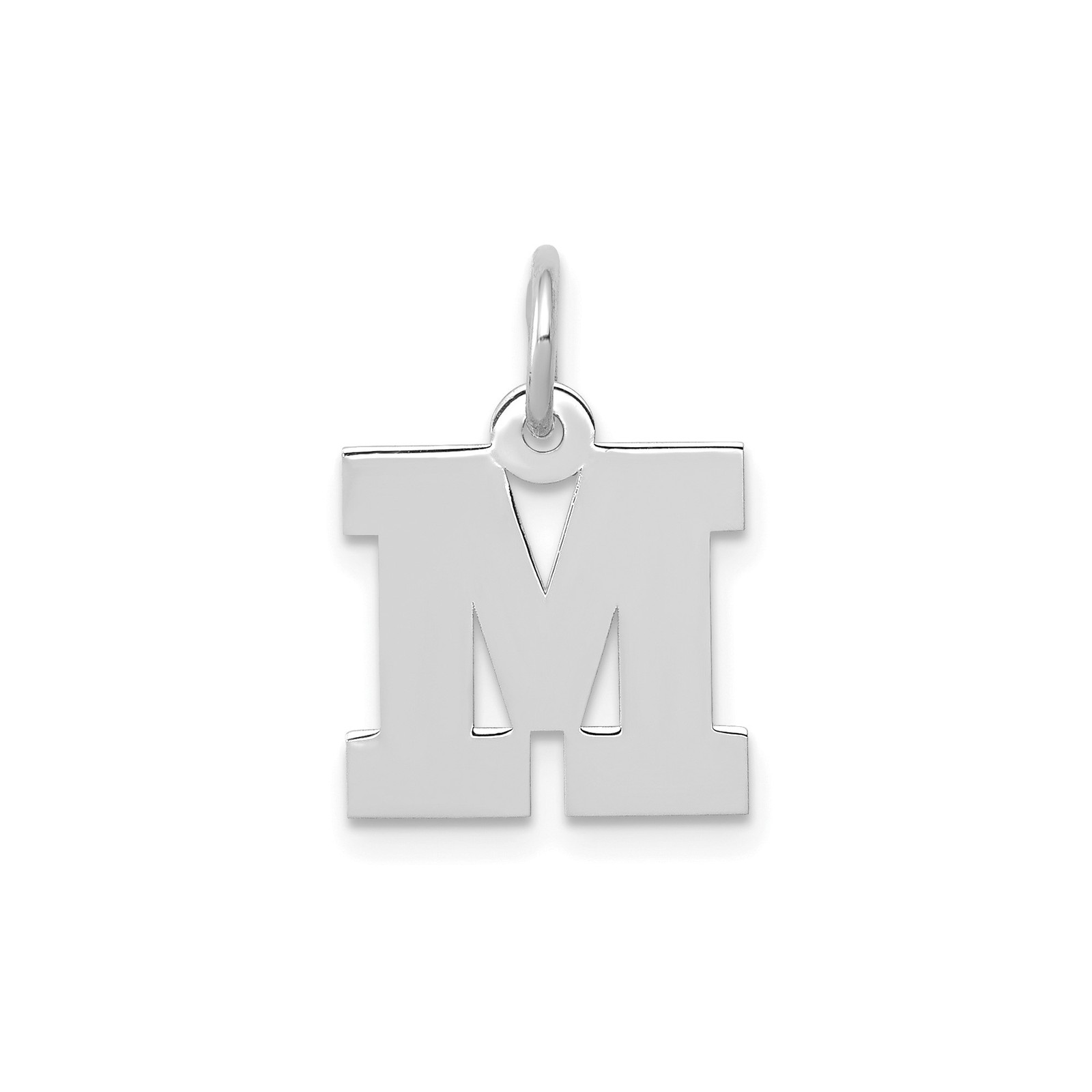 14k White Gold Initial M Pendant Block Letter Polished Monogram Jewelry Charm