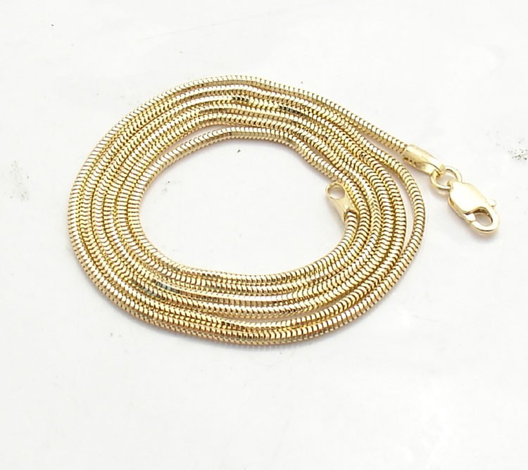 1.4mm Solid Round Snake Chain Necklace Real 14K Yellow Gold ALL LENGTHS