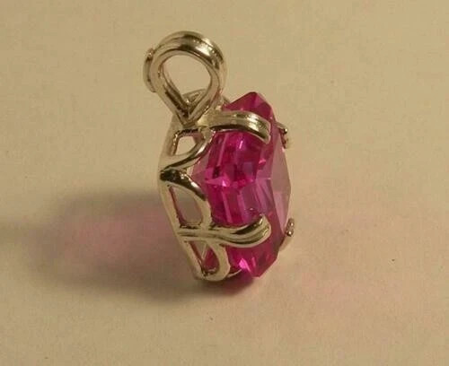 4Ct Princess Cut Pink Sapphire Solitaire Pendant 14K Yellow Gold Over Free Chain
