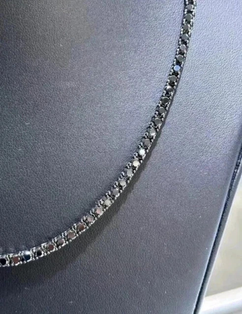 20CT Round Lab Created Diamond Men’s Tennis Necklace 14K Black Gold Plated 20″