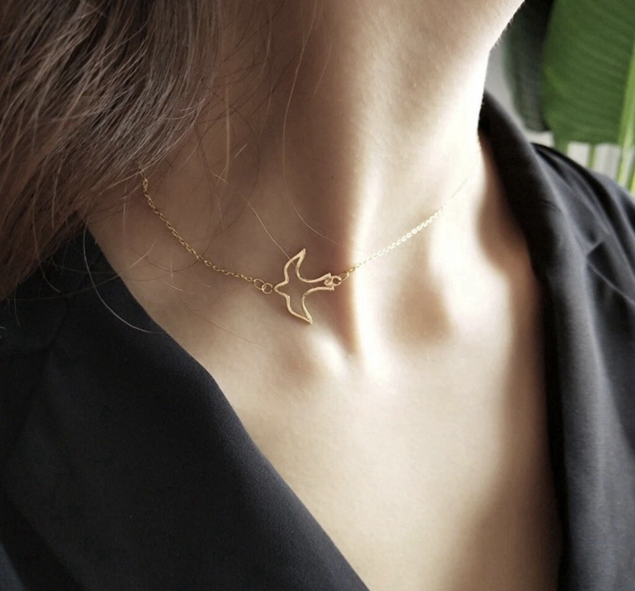 Minimalist Gold Bird Necklace Cute Pendant Women Jewelry Gift 13-15 inch