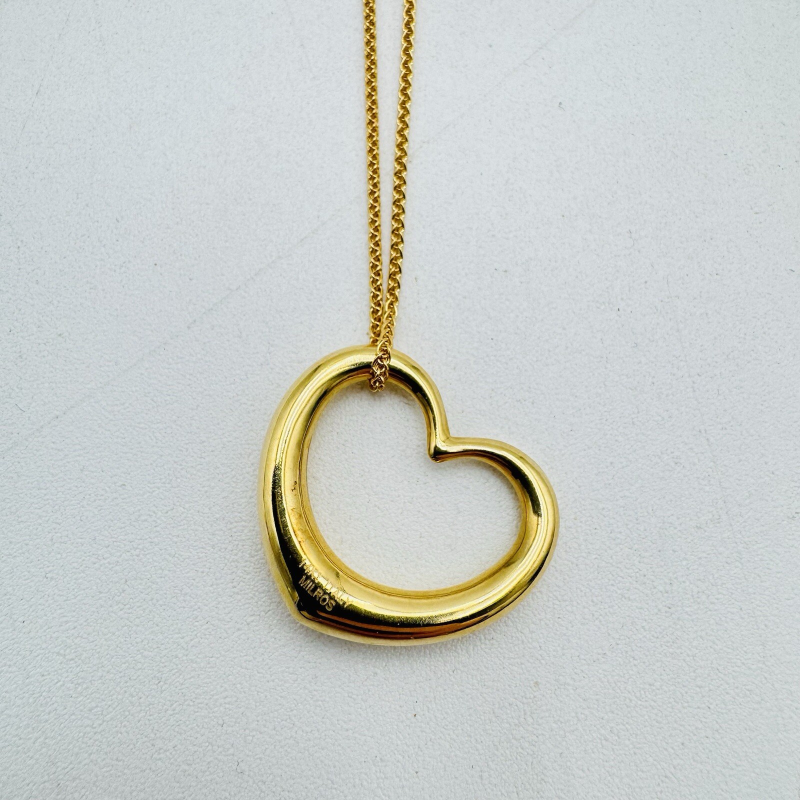 Milros Italian 14K Yellow Gold Heart Pendant Necklace 16” Long 3.4 grams