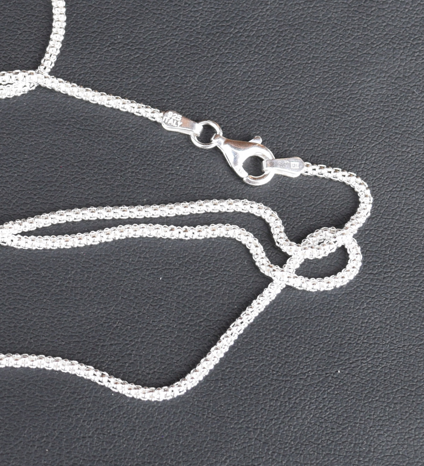 20 Inch Popcorn Chain 1.7mm .925 Sterling Silver Necklace 9mm Lobster Clasp