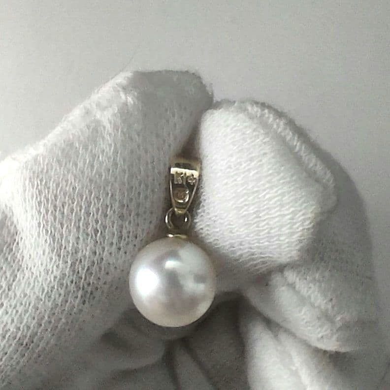 Best Luster K14 MIKIMOTO Akoya Pearl Pendant Top 7.5mm