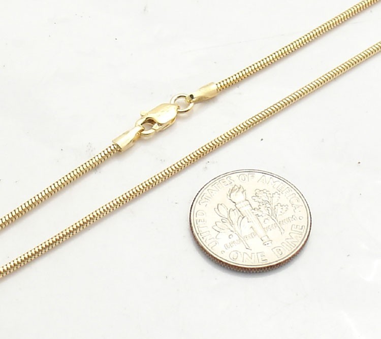 1.4mm Solid Round Snake Chain Necklace Real 14K Yellow Gold ALL LENGTHS