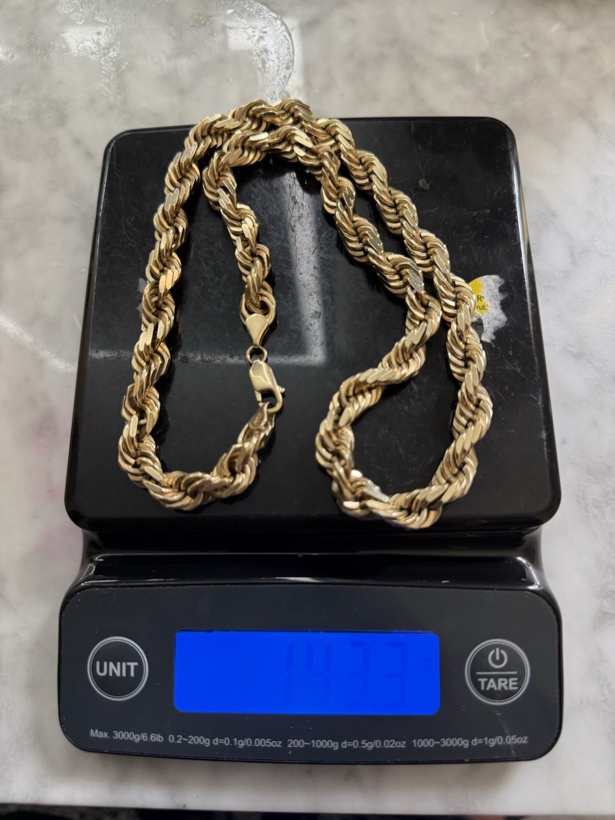 10k Gold Rope 10mm 22inch 143.3Grams Solid