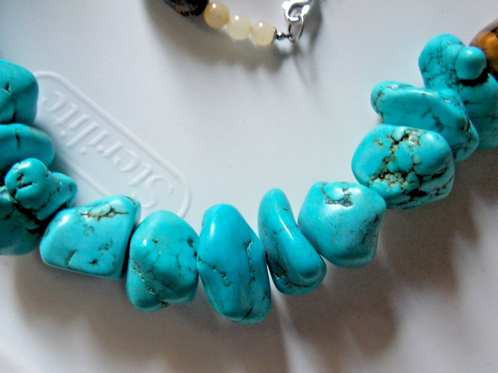 AIL STERLING SILVER TURQUOISE NUGGET NECKLACE 30″ SEMI PRECIOUS STONES