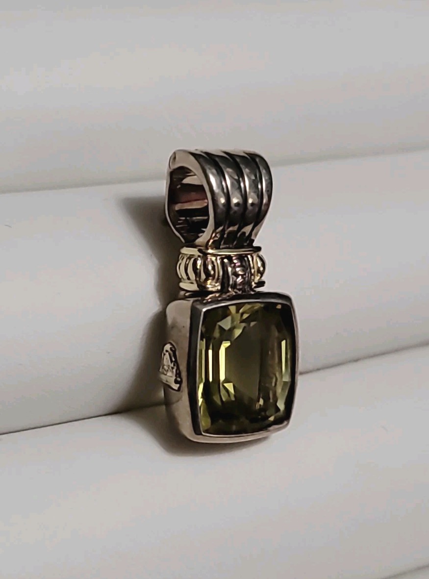 Lagos Caviar Pendant Sterling Silver & 18k Yellow Gold w/ Faceted Citrine