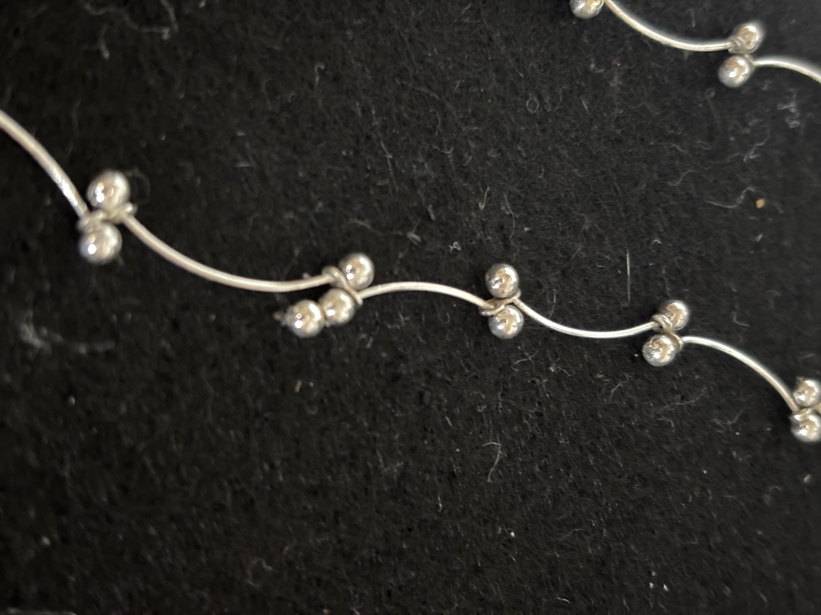 925 Sterling Silver Bar Link Beaded Choker Necklace 17.5 Inches IBB Stamped