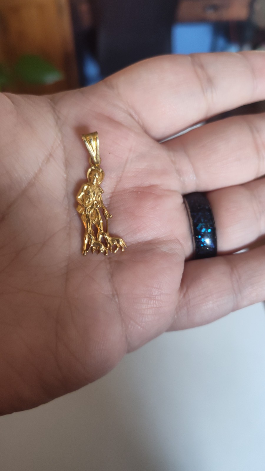 Antique 18k Gold Saint Lazarus / San lazaro Pendant Excellent Condition