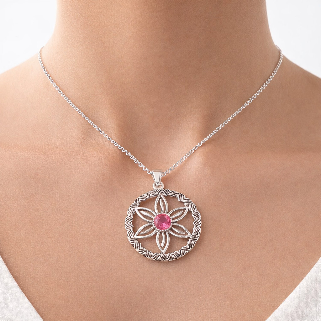 Natural Pink Tourmaline Gemstone Pendant 925 Silver Fine Jewelry For Anniversary