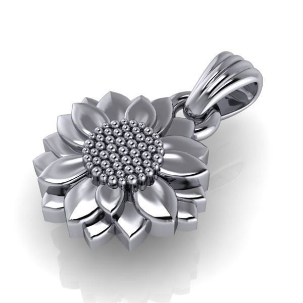 Sunflower Pendant | 999 Fine Silver 23mm | Handmade USA