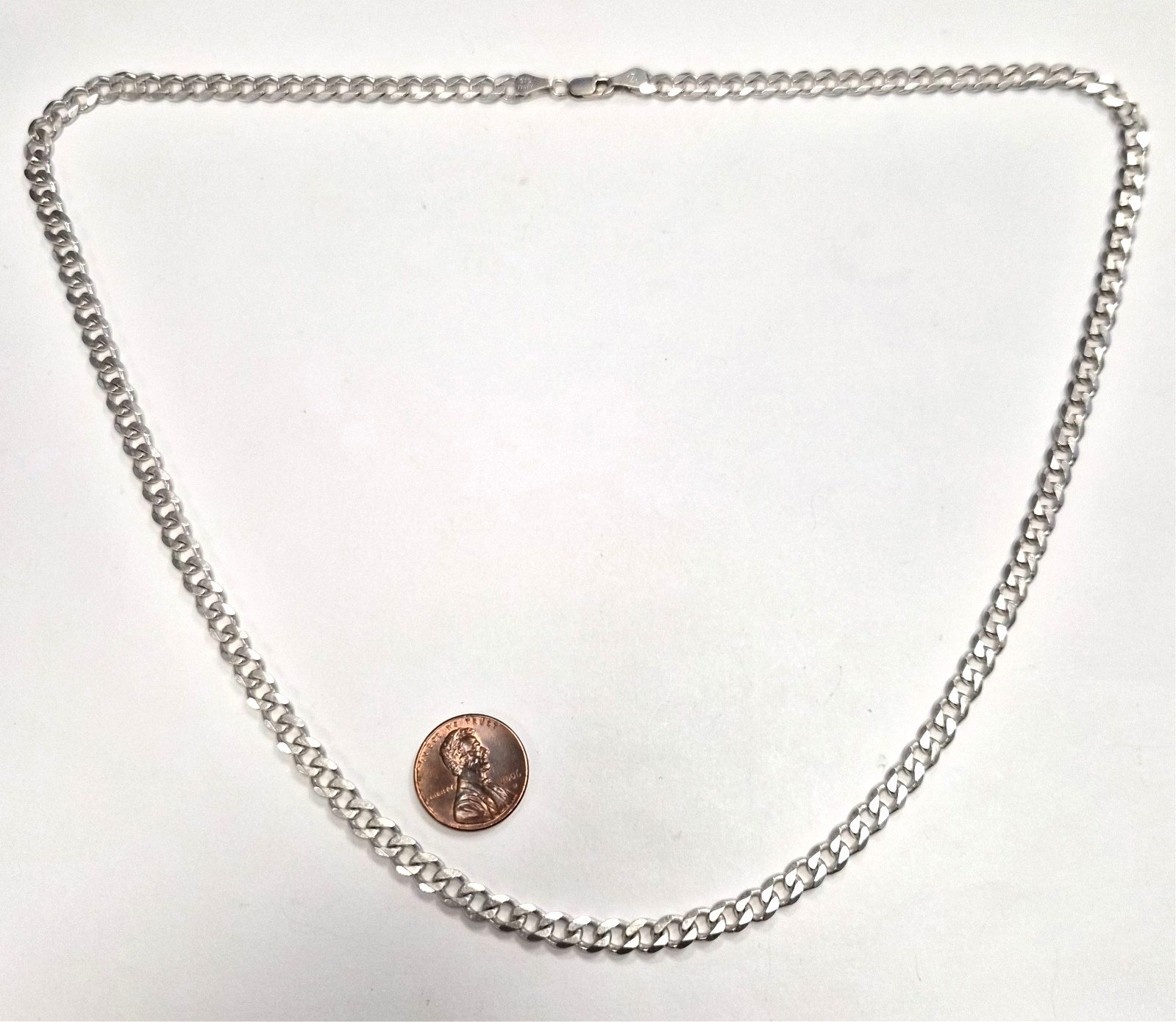 Estate Signed Italy 925 Sterling Silver Curb Cuban Link 23.5″ Chain Necklace
