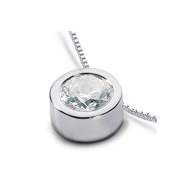 0.25ct G SI1 Round Earth Mined Certified Diamond White Gold Solitaire Pendant