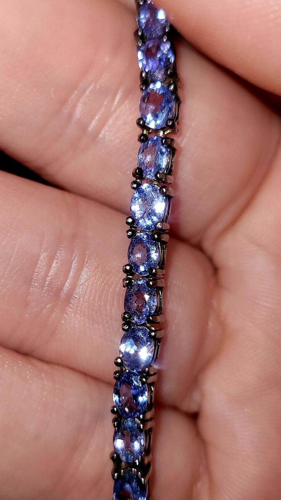 JTV Blue Tanzanite Tennis Chain Necklace Sterling silver W/ Original Box 18in