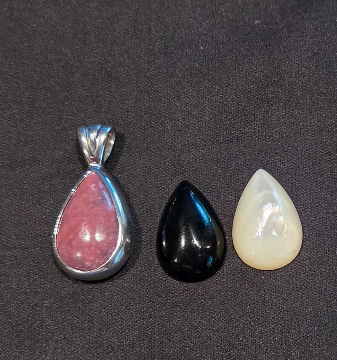 Vintage 925 Sterling Silver Interchangeable Cabochon Enhancer Pendant Set 3 Ston