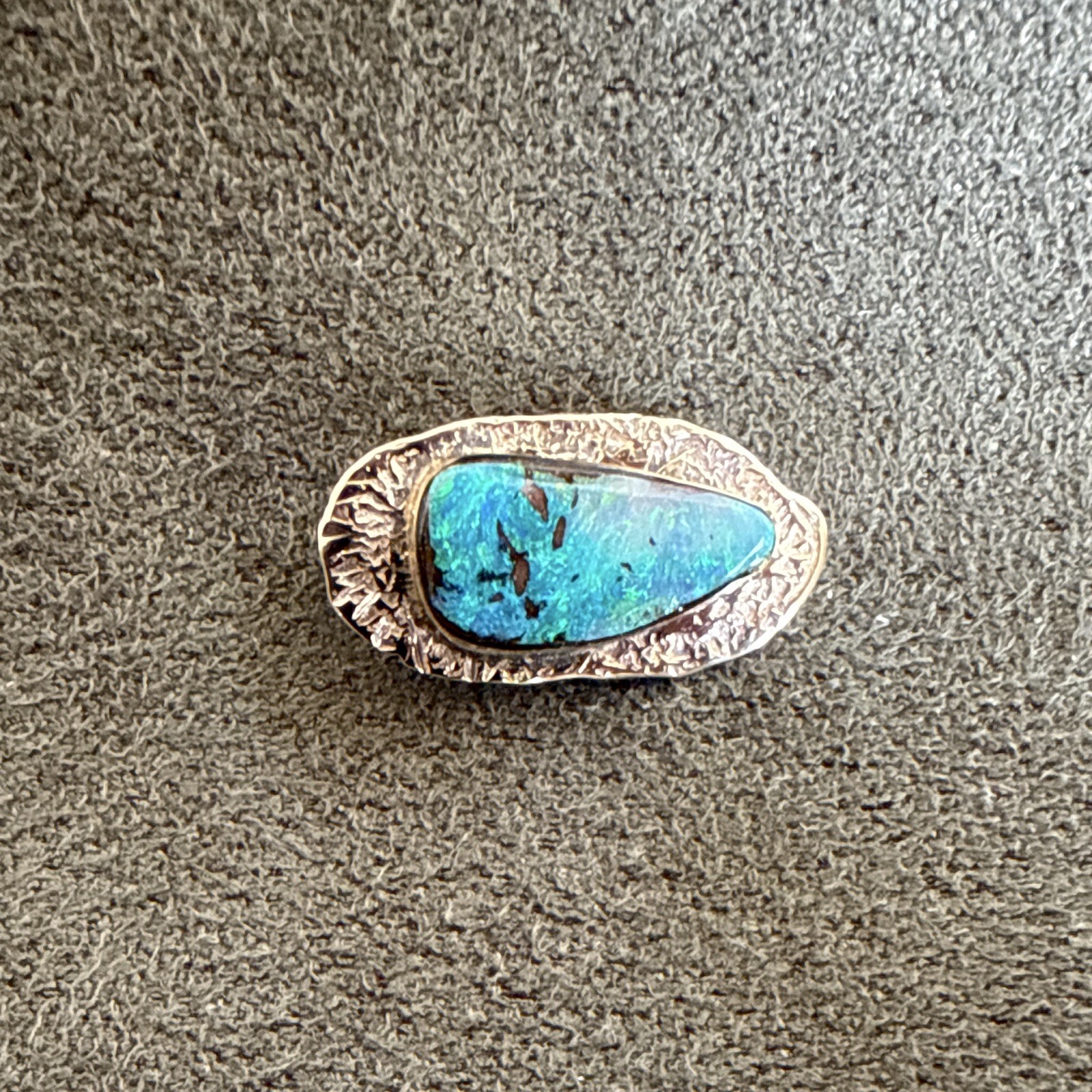 14K Yellow Gold Freeform Boulder Opal Pendant Bezel Set Signed