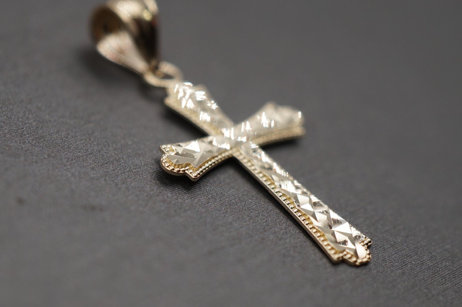 10K Solid Yellow Gold 1.15″ Diamond Cut Light Crucifix Cross Charm Pendant.