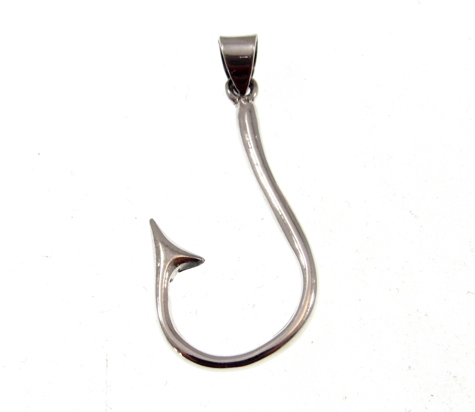 Handcrafted Solid 925 Sterling Silver Barbed J Hook Fish Hook Pendant