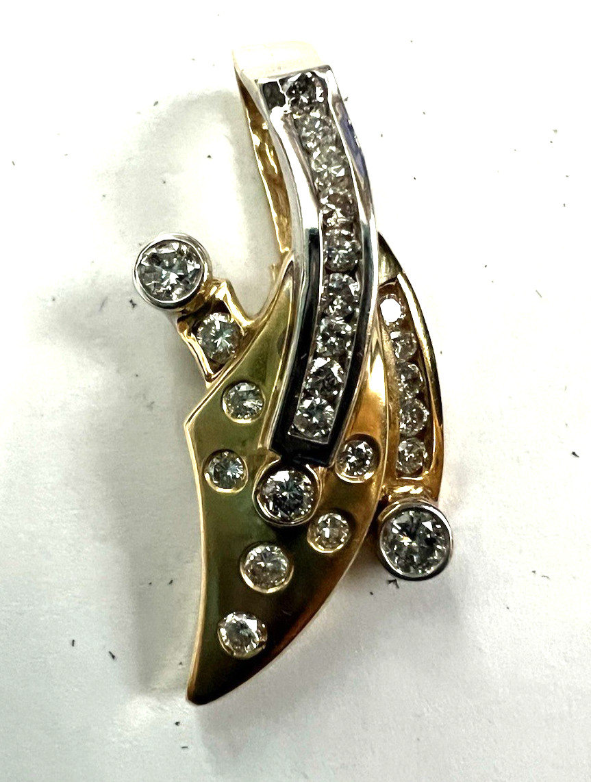 14k Diamonds and Gold SLIDE Pendant W/24 High End Diamonds! 8.52 Grams