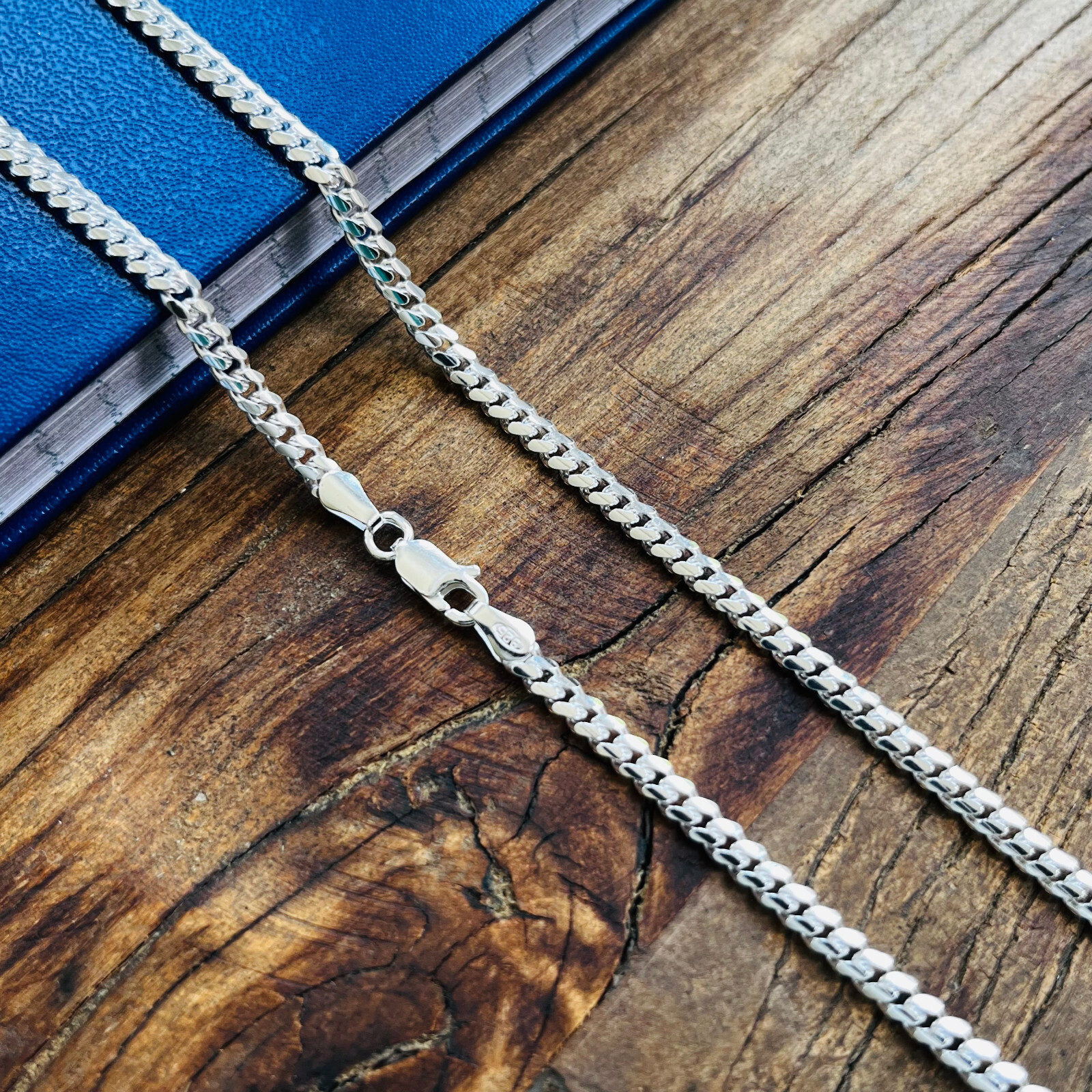 Real Solid Sterling Silver Miami Cuban Mens Boys Chain Bracelet or Necklace