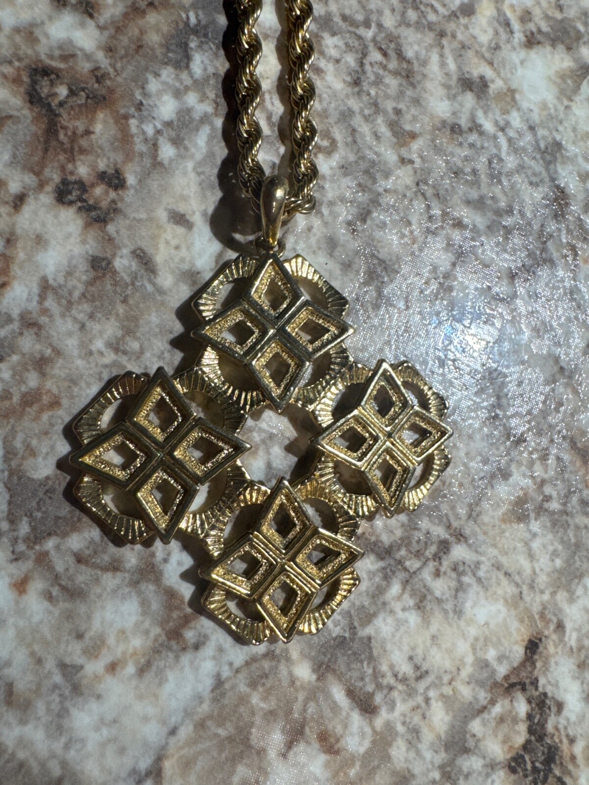 14 karat gold plated rope chain 24 inches with pendant
