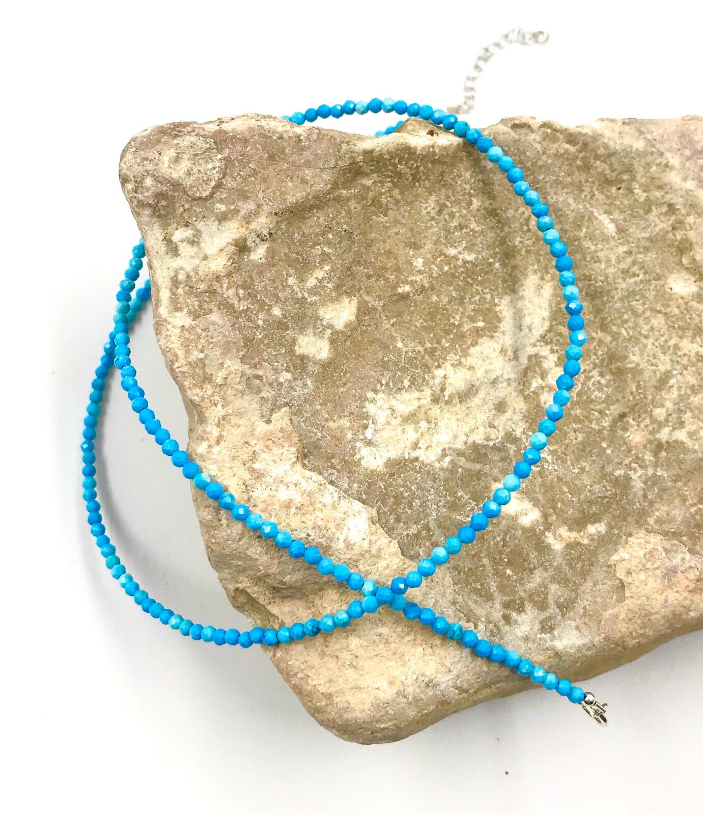 16″ Genuine Blue Turquoise 925 Silver Necklace Jewelry Women Handmade USA SELLER