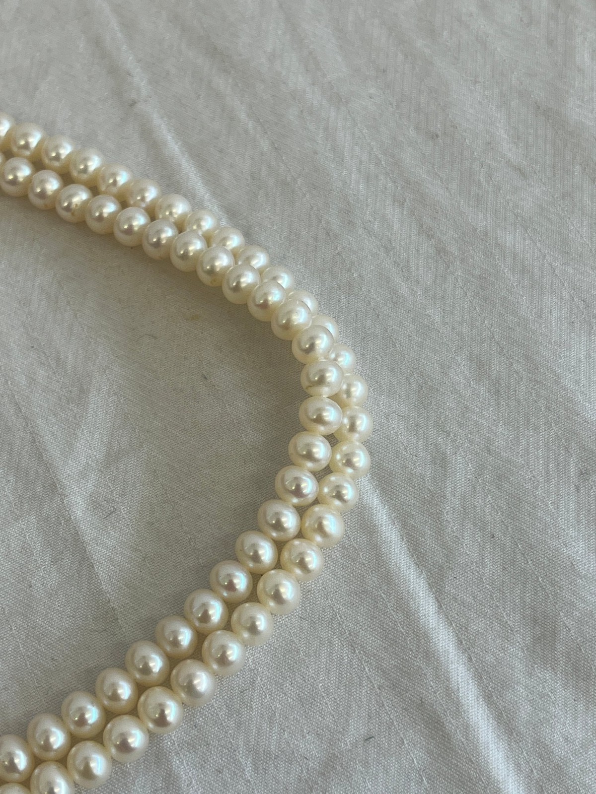 Vintage Lotus 9ct Gold Cultured Pearls Double Strand Necklace with Box
