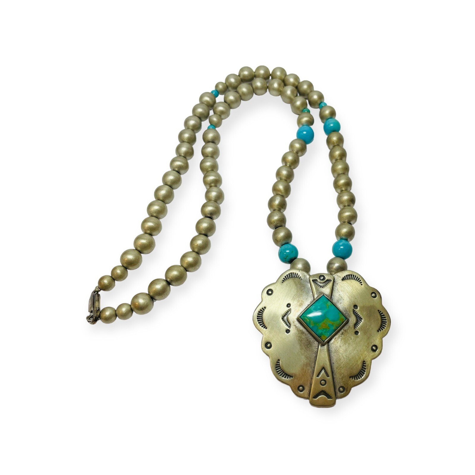 Carolyn Pollack Sterling 925 Silver Turquoise Bead Station Necklace 21 in