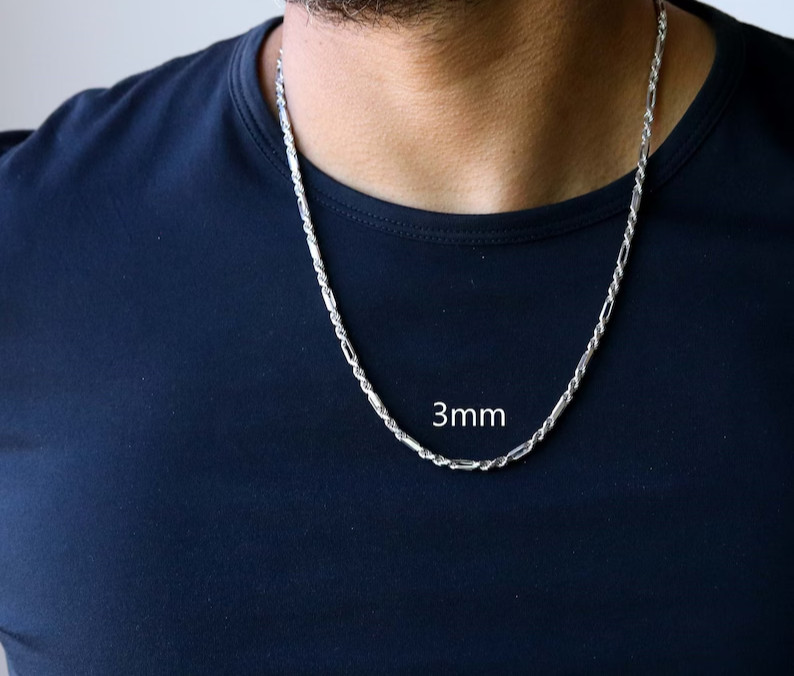 14k White Gold 30″ 3MM Solid Milano FIGAROPE Link Chain/Necklace 25 Grams