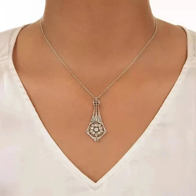 Round Cut Style Lab Created Diamond Women’s Gift Pendant 14K White Gold Plated