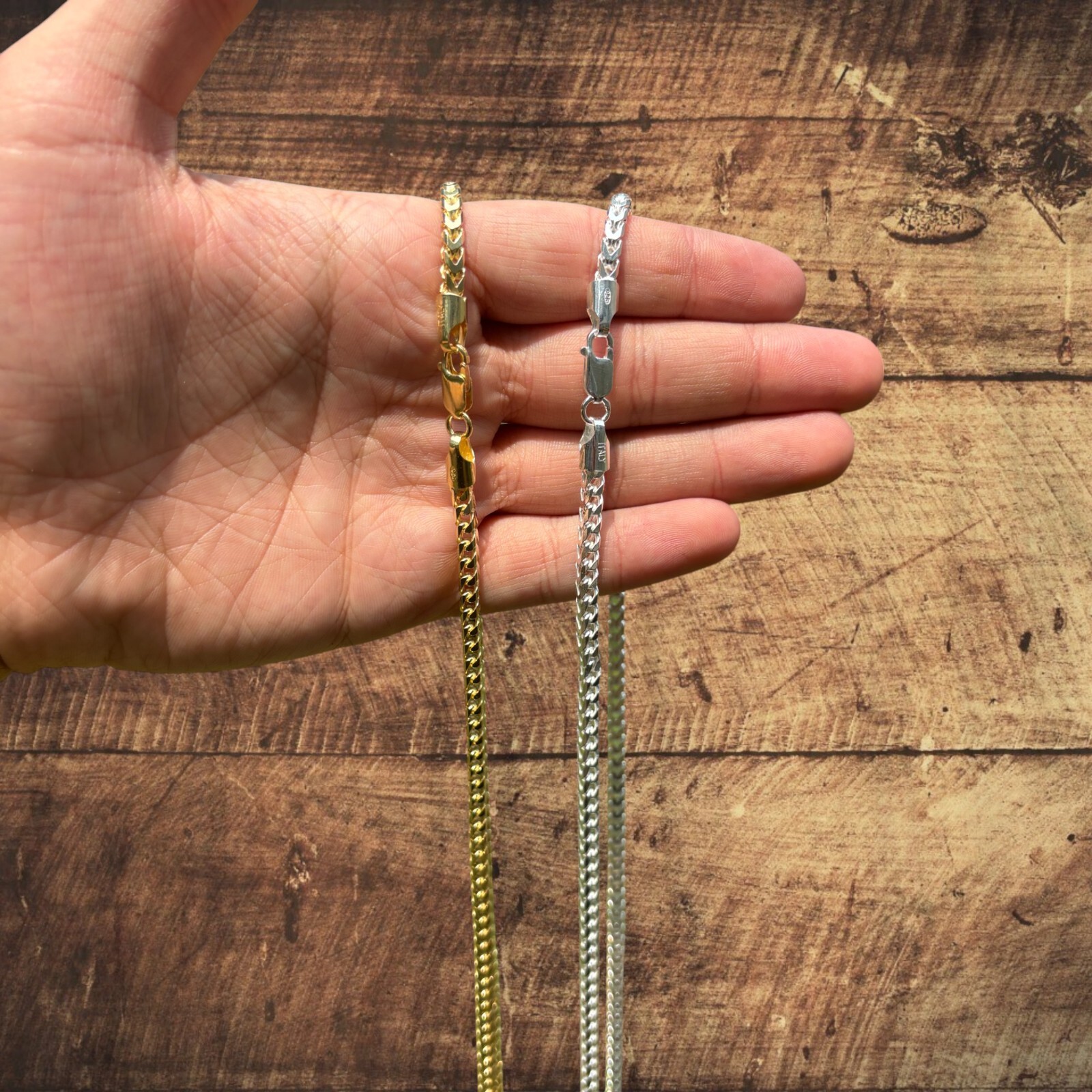 4mm Franco Chain Necklace – Real Solid 925 Sterling Silver Or 14k Gold Vermeil