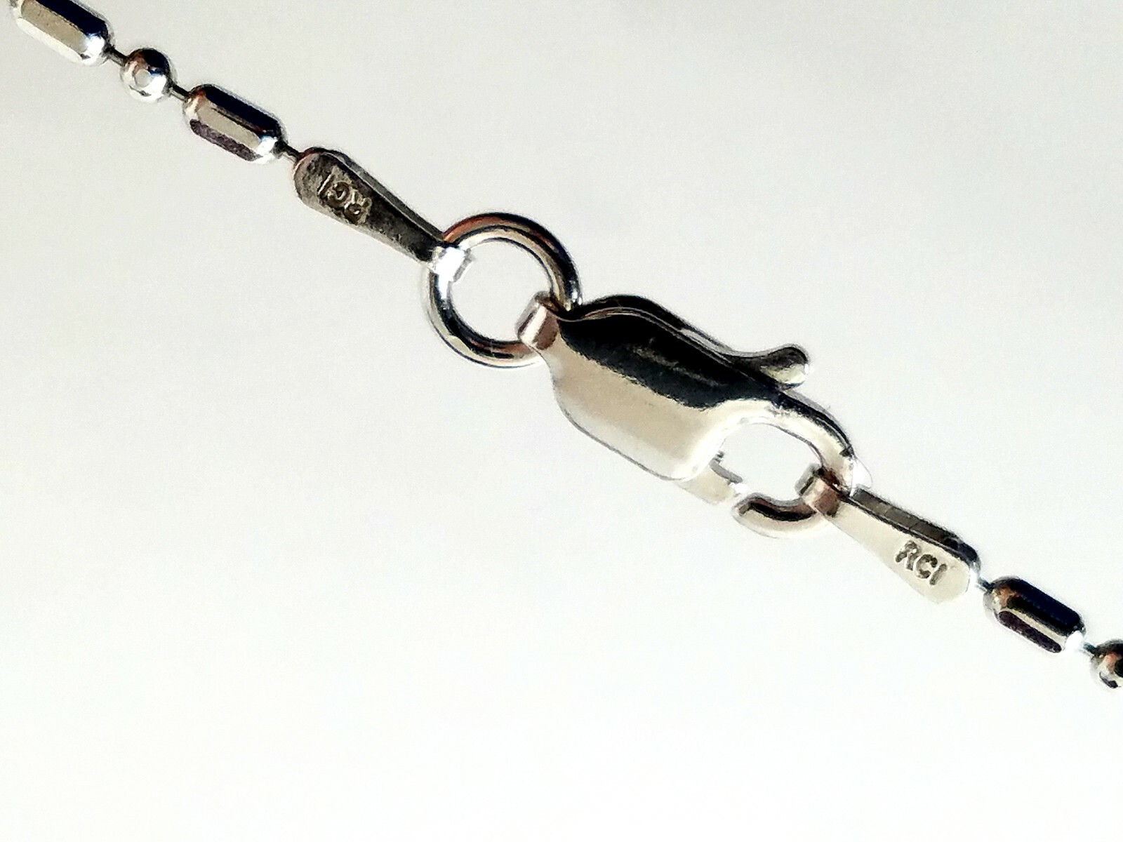 Sterling Silver .925 sparkly Bar & Bead Chain 1.5mm – Lobster claw, 16″ or 18″