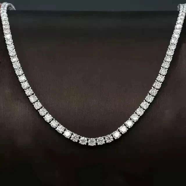 20Ct Round Cut Lab Created 4MM Diamond Tennis Necklace 14k White Gold Plated 18″