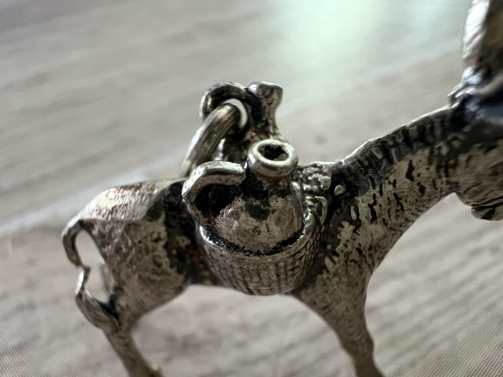 Donkey Burro Charm Pendant Silver Tone Pack Mule Figural Travel Souvenir Vintage