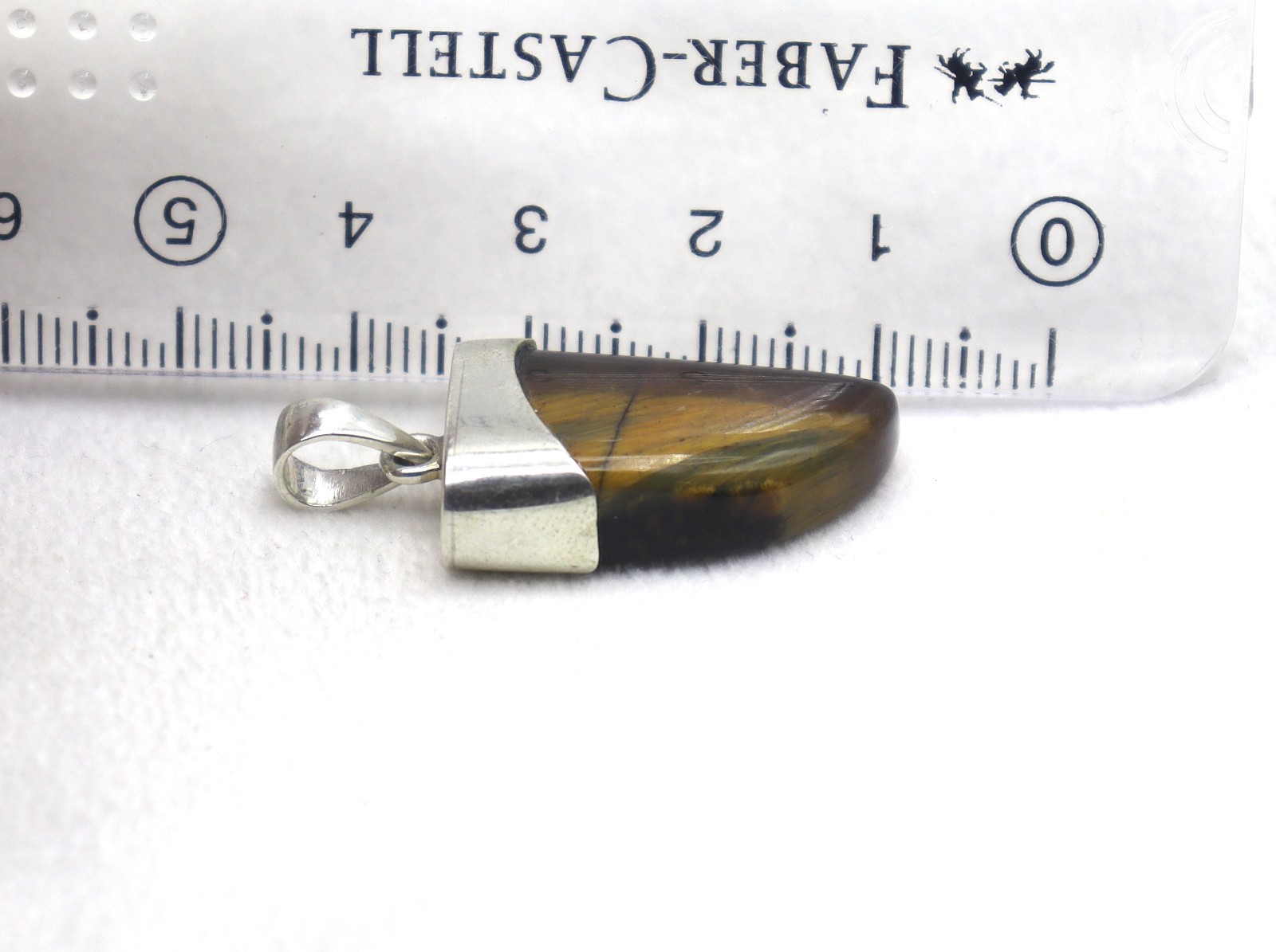 925 Sterling Silver Natural Tiger Eye Brown Color Gemstone 1.3 Inch Pendant