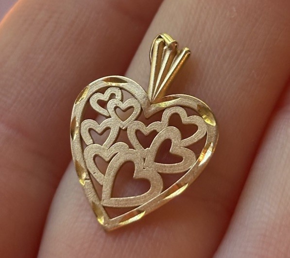 Michael Anthony 14K Yellow Gold Filigree Heart Pendant Charm 0.84g 0.75″ Vintage
